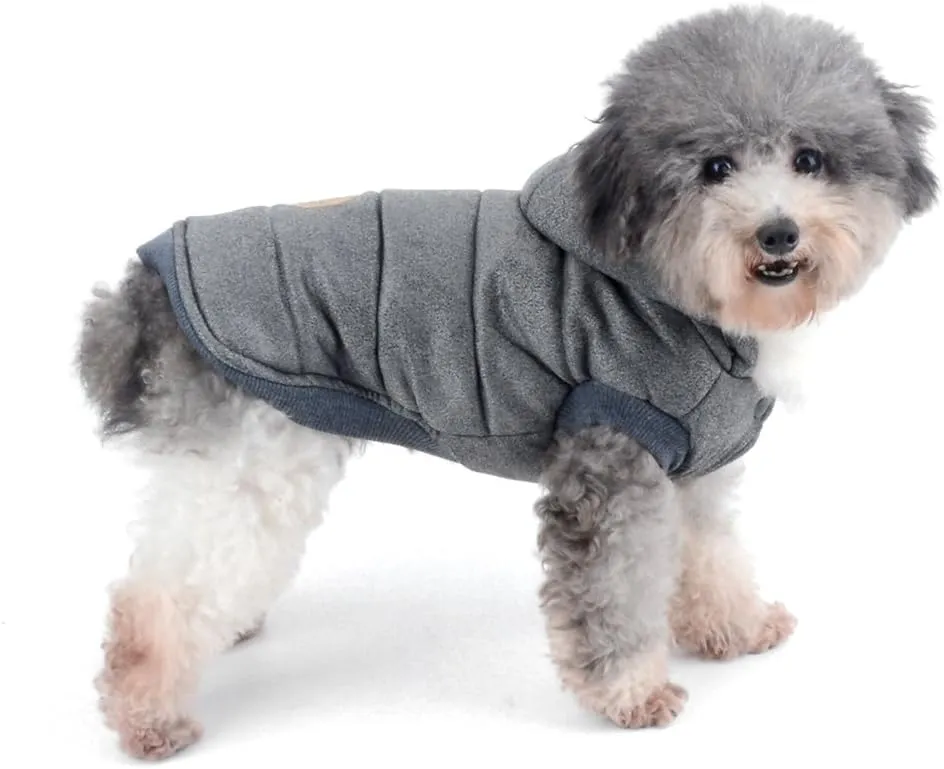 Ranphy Dog Winter Fleece Coat Cold Weather Jacket Chihuahua Hoodies for Small Medium Dogs Pet Cotton Padded Vest Coat Blue S (Size Runs Small One to Two Size Than US Size, Pls Choose Carefully)