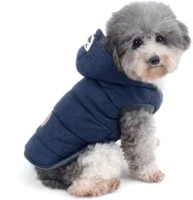 Ranphy Dog Winter Fleece Coat Cold Weather Jacket Chihuahua Hoodies for Small Medium Dogs Pet Cotton Padded Vest Coat Blue S (Size Runs Small One to Two Size Than US Size, Pls Choose Carefully)