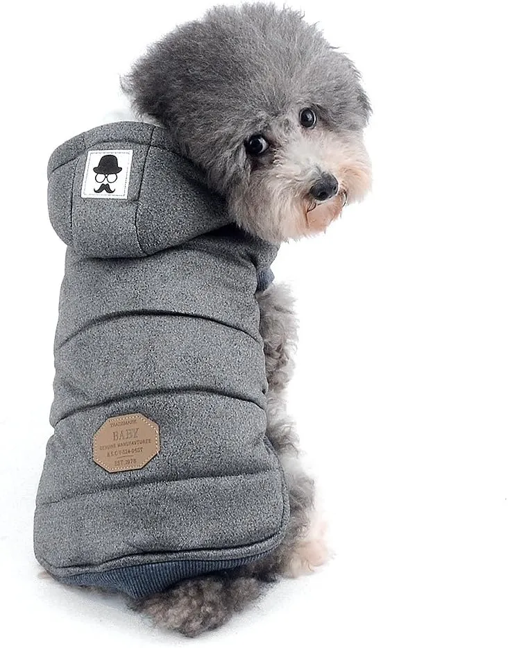 Ranphy Dog Winter Fleece Coat Cold Weather Jacket Chihuahua Hoodies for Small Medium Dogs Pet Cotton Padded Vest Coat Blue S (Size Runs Small One to Two Size Than US Size, Pls Choose Carefully)