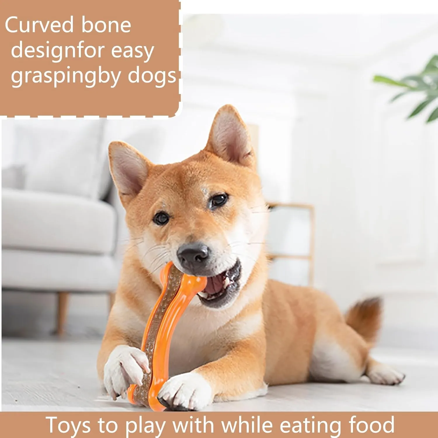 Real Beef Flavor Dog Chew Toys - Indestructible Teething Toys for Large/Medium/Small Breeds, 3 Pack Tough Nylon Dog Toy
