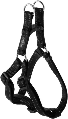 Reflective Adjustable Dog Step in Harness for Large Dogs; matching collar and leash available, Black