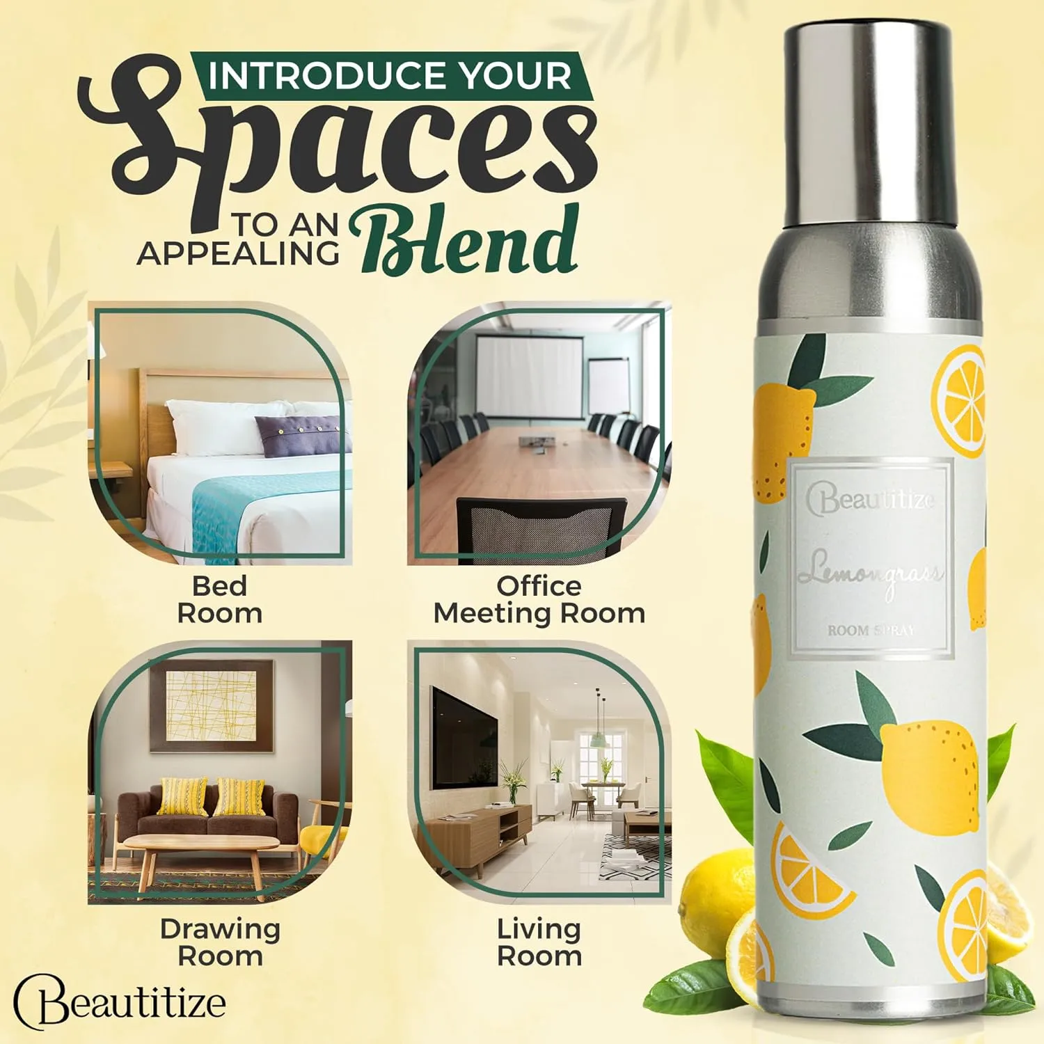 Room Spray Air Freshener, 6.34 Fl oz | Odor Eliminator Spray | Air Fresheners for Home Long Lasting | Room Fresheners | For Home, Furniture, Fabrics (Lemongrass)