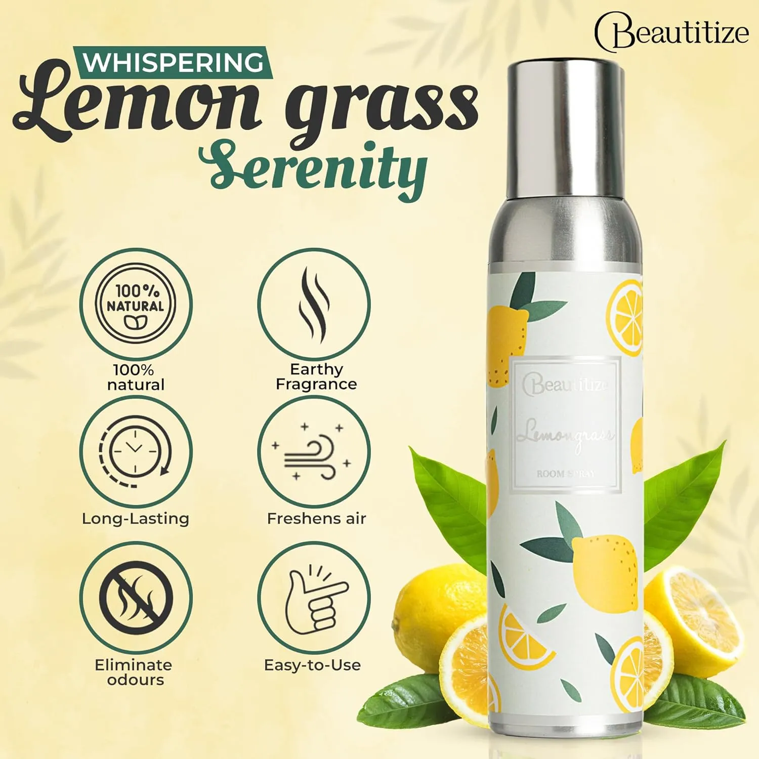 Room Spray Air Freshener, 6.34 Fl oz | Odor Eliminator Spray | Air Fresheners for Home Long Lasting | Room Fresheners | For Home, Furniture, Fabrics (Lemongrass)