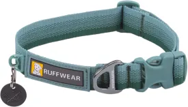 Ruffwear, Front Range Dog Collar, Adjustable Tubelok Webbing, Reflective, Lightweight, Side Release Buckle, Aluminum V-Ring, Durable for Everyday Use, River Rock Green, 14"-20"