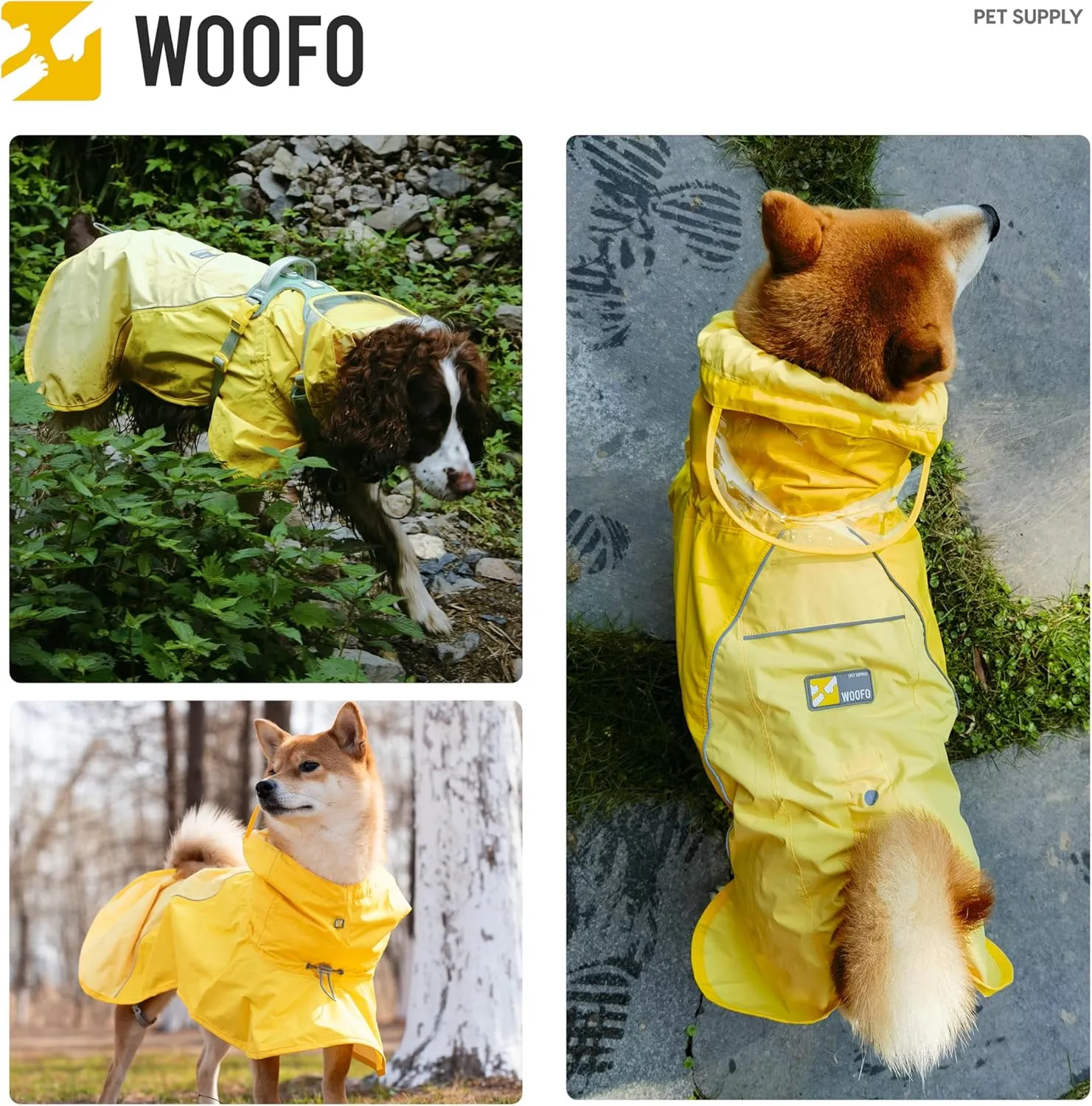 Slip-On Dog Rain Poncho, Quick & Easy to Wear Dog Raincoat, Unrestricted, Super Lightweight, and Waterproof Rain Jacket for All Breeds, Adjustable and Reflective (Grey, Small)