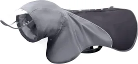 Slip-On Dog Rain Poncho, Quick & Easy to Wear Dog Raincoat, Unrestricted, Super Lightweight, and Waterproof Rain Jacket for All Breeds, Adjustable and Reflective (Grey, Small)