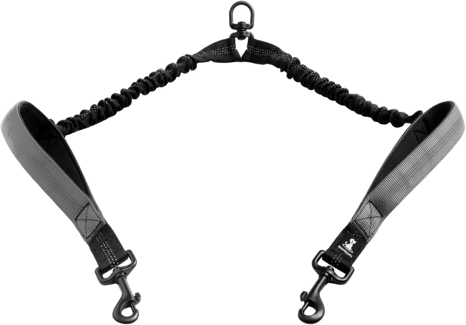 SparklyPets Hands Free Dog Leash for Medium and Large Breeds  Professional Harness with Reflective Stitches for Training, Walking, Jogging and Running Your Pet (Gray, for 2 Dogs Only Coupler)