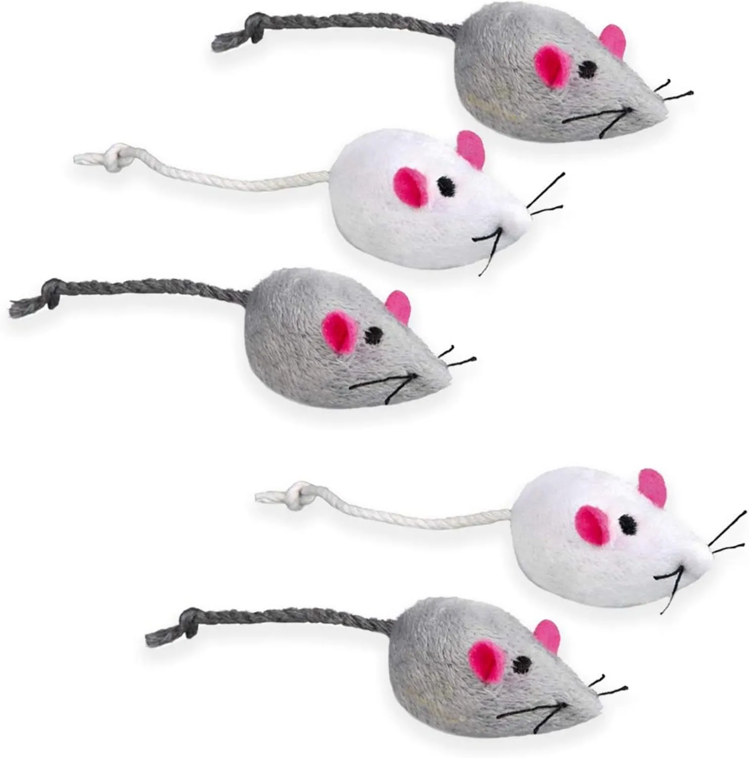 SunGrow 5 Pack Catnip Cat Toys for Indoor Cats, Interactive Cat Mouse Toys for Oral Chew, 2-inches Furry Rats for Kittens, Faux Fur Puppy Toys, Plush Prefilled Catnip Toys Mice for Bored Adult Cats