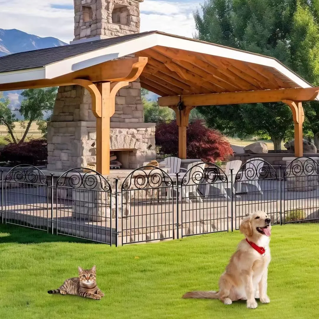 Tall Garden Fence with Gate, 36 Inch(H) 4 Panels Dog Fence Outdoor for Yard, Total Length 8.8 Ft Metal Temporary Dog FencingPatented
