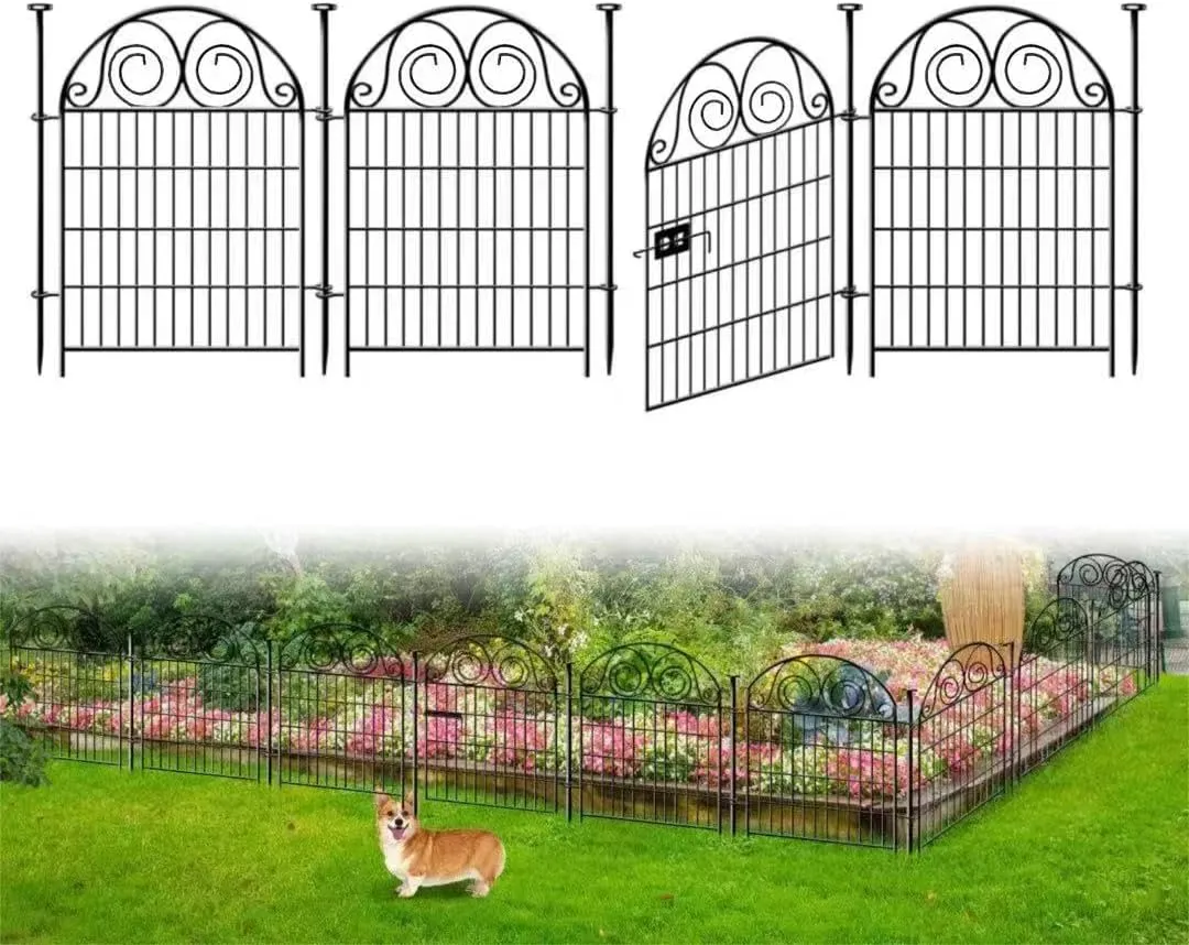 Tall Garden Fence with Gate, 36 Inch(H) 4 Panels Dog Fence Outdoor for Yard, Total Length 8.8 Ft Metal Temporary Dog FencingPatented