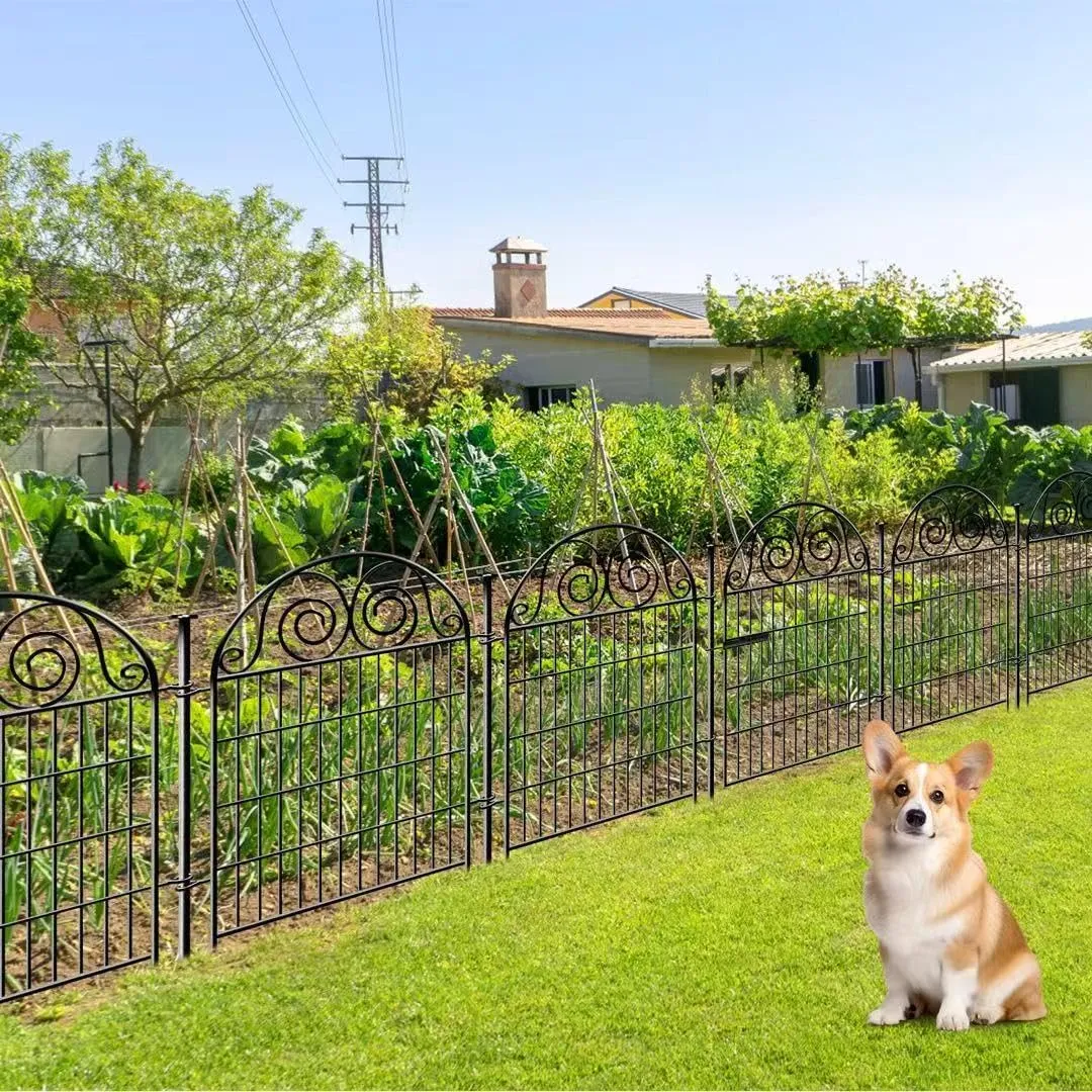 Tall Garden Fence with Gate, 36 Inch(H) 4 Panels Dog Fence Outdoor for Yard, Total Length 8.8 Ft Metal Temporary Dog FencingPatented