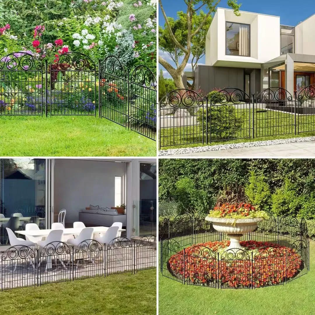 Tall Garden Fence with Gate, 36 Inch(H) 4 Panels Dog Fence Outdoor for Yard, Total Length 8.8 Ft Metal Temporary Dog FencingPatented