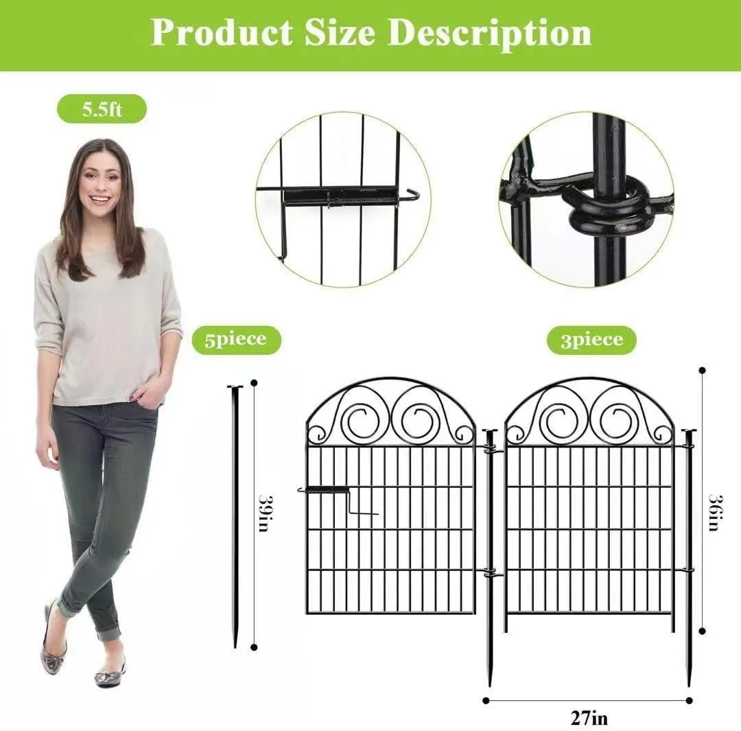 Tall Garden Fence with Gate, 36 Inch(H) 4 Panels Dog Fence Outdoor for Yard, Total Length 8.8 Ft Metal Temporary Dog FencingPatented