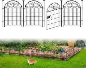 Tall Garden Fence with Gate, 36 Inch(H) 4 Panels Dog Fence Outdoor for Yard, Total Length 8.8 Ft Metal Temporary Dog FencingPatented