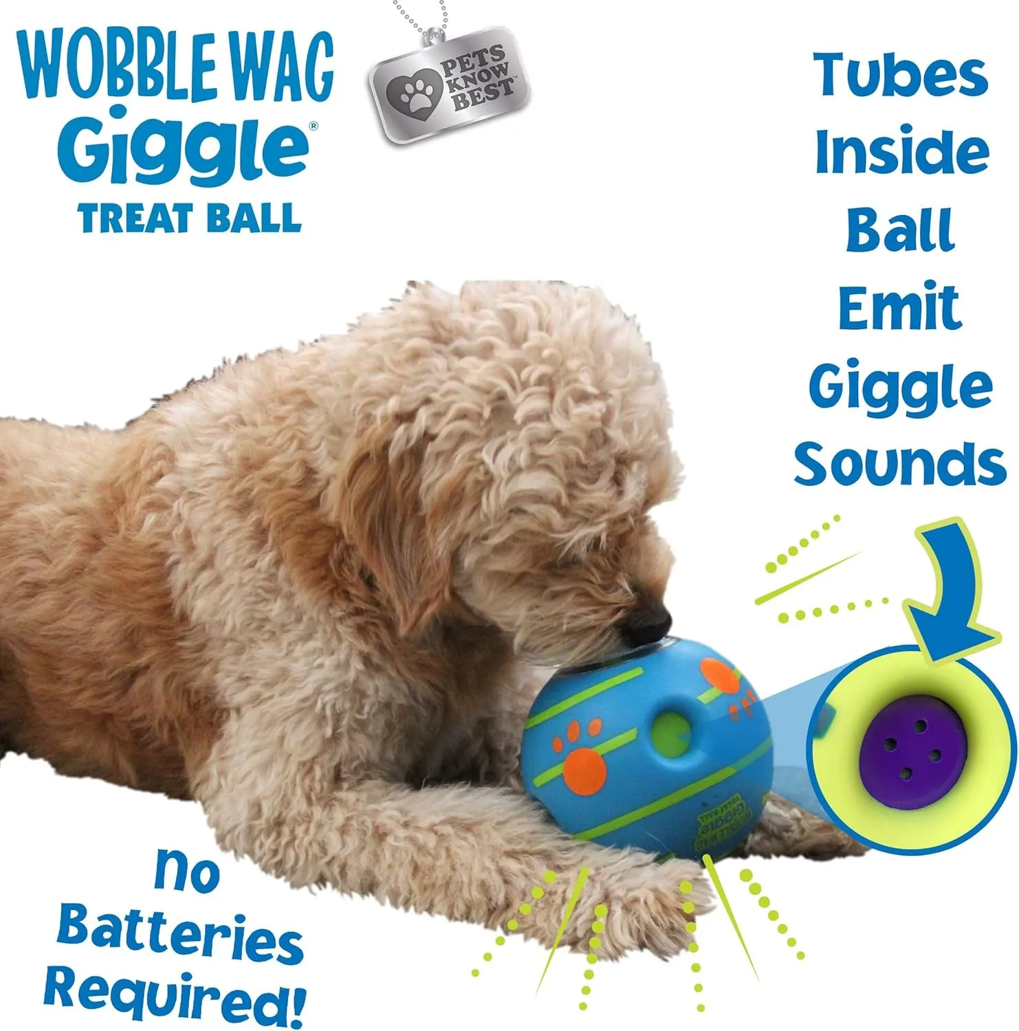 Treat Ball- Interactive Dog Toy & Treat Dispenser, Fun Giggle Sounds When Rolled or Shaken, Great for Dogs Pets Know Best