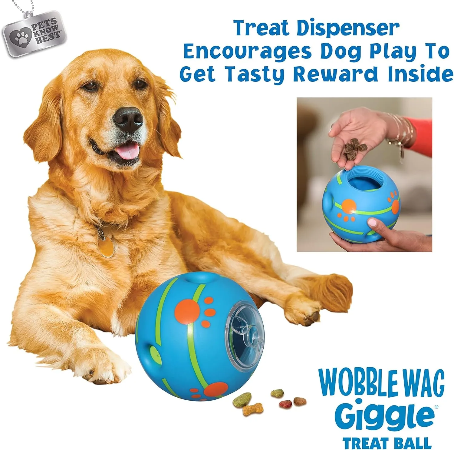 Treat Ball- Interactive Dog Toy & Treat Dispenser, Fun Giggle Sounds When Rolled or Shaken, Great for Dogs Pets Know Best