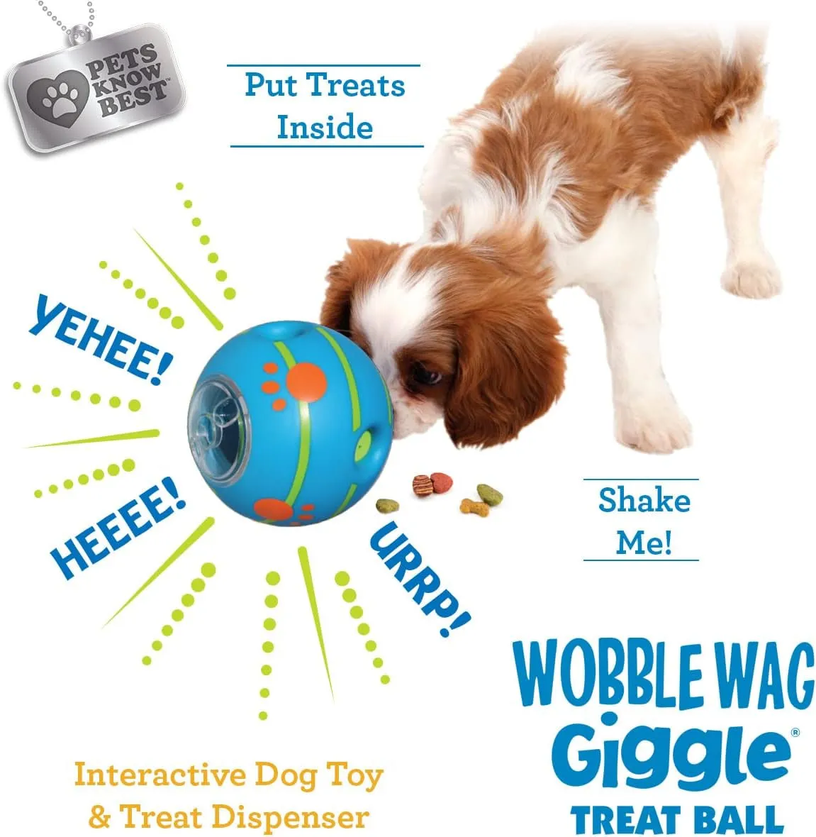 Treat Ball- Interactive Dog Toy & Treat Dispenser, Fun Giggle Sounds When Rolled or Shaken, Great for Dogs Pets Know Best