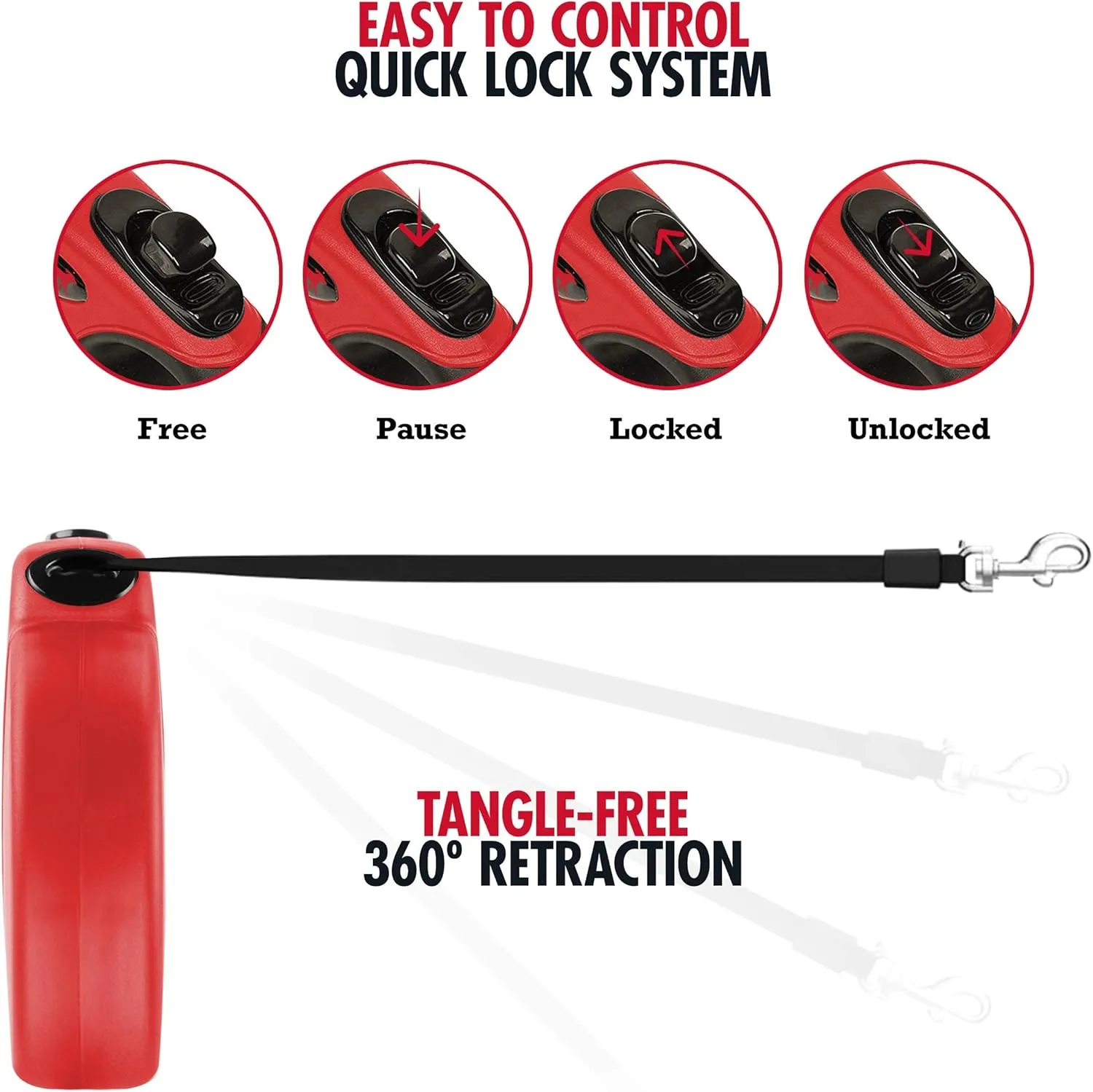Tuff Pupper Heavy Duty Retractable Dog Leash | 16 ft Dog Leash with Reflective Stitching for Nighttime Safety | One Button Lock and Release | Comfortable Hand Grip | for Dogs Up to 120 lbs