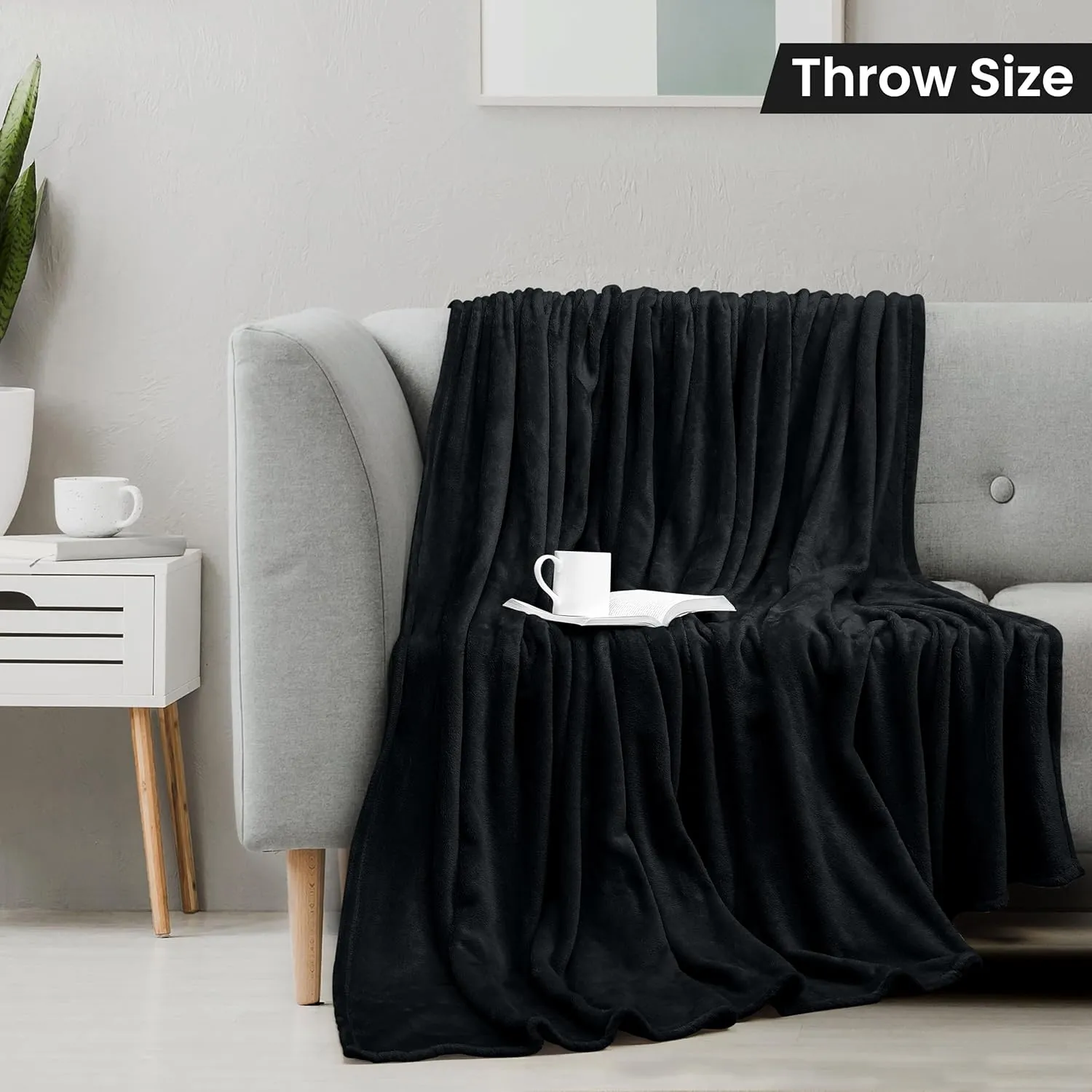 Utopia Bedding Black Fleece Blanket Throw Size Lightweight Fuzzy Soft Anti-Static Microfiber Bed Blanket (60x50 Inch)