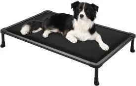 Veehoo Chew Proof Elevated Dog Bed, Durable Raised Pet Cot with Soft PP Cotton-Filled Waterproof Mat, Washable Padded Cot for Indoor, Outdoor & Camping, 41-Inch, Black