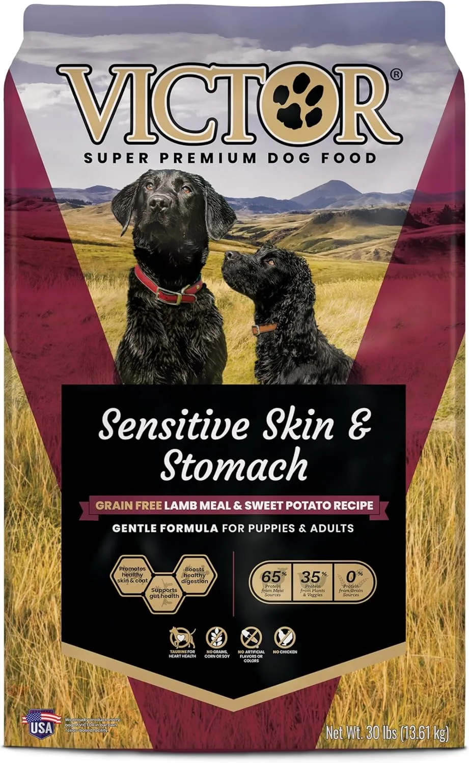 VICTOR- Sensitive Skin and Stomach, Grain Free Lamb Meal and Sweet Potato Recipe, Dry Dog Food, 30-lb