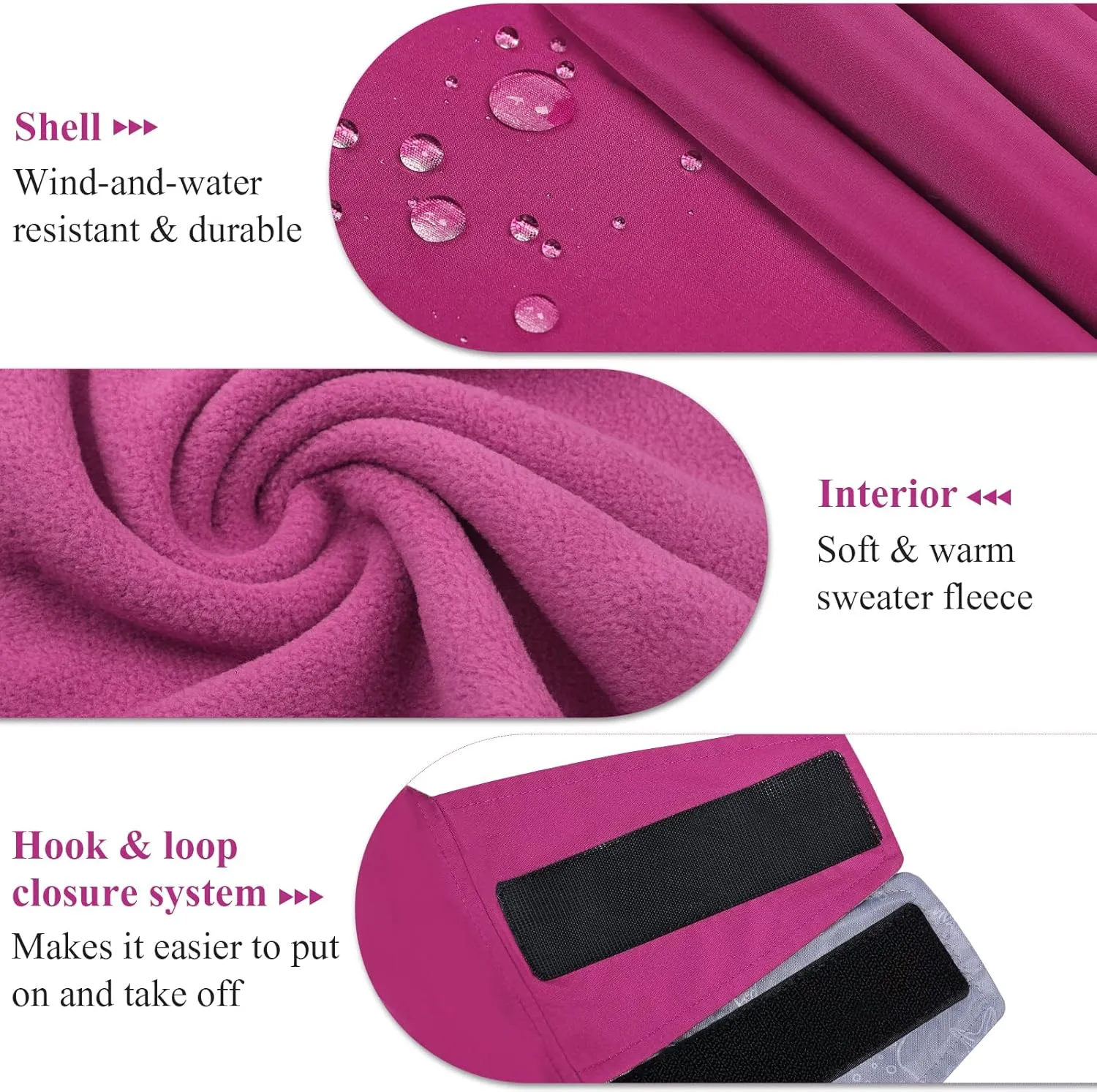 VIVAGLORY 3-in-1 Dog Coats - Lined with Fleece, Reflective Water-Resistant Cold Weather Dog Coats, Wind Breaker, Warm Sweater with Leash Portal