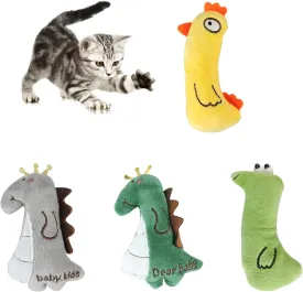 WishLotus Plush Interactive Cat Toys, 4pcs - Catnip-Filled Chew Claw Cleaning Toys for Kittens & Indoor Cats