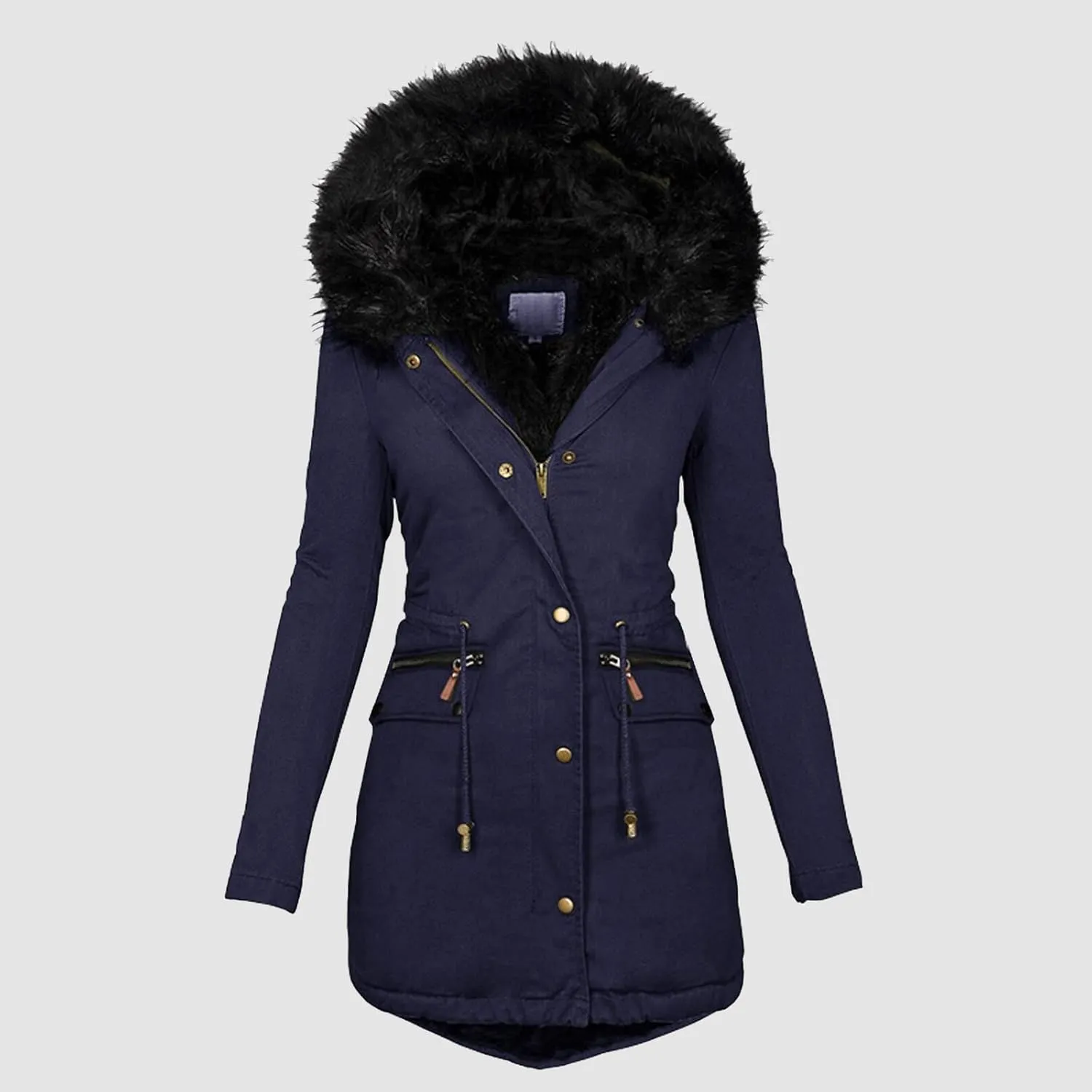 Women's Long Winter Puffer Coat Windproof Warm Maxi Down Jacket Fleece Lined Parka with Faux Fur Hood Thicken Winter Coat
