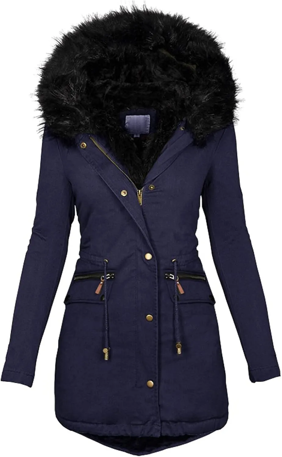 Women's Long Winter Puffer Coat Windproof Warm Maxi Down Jacket Fleece Lined Parka with Faux Fur Hood Thicken Winter Coat