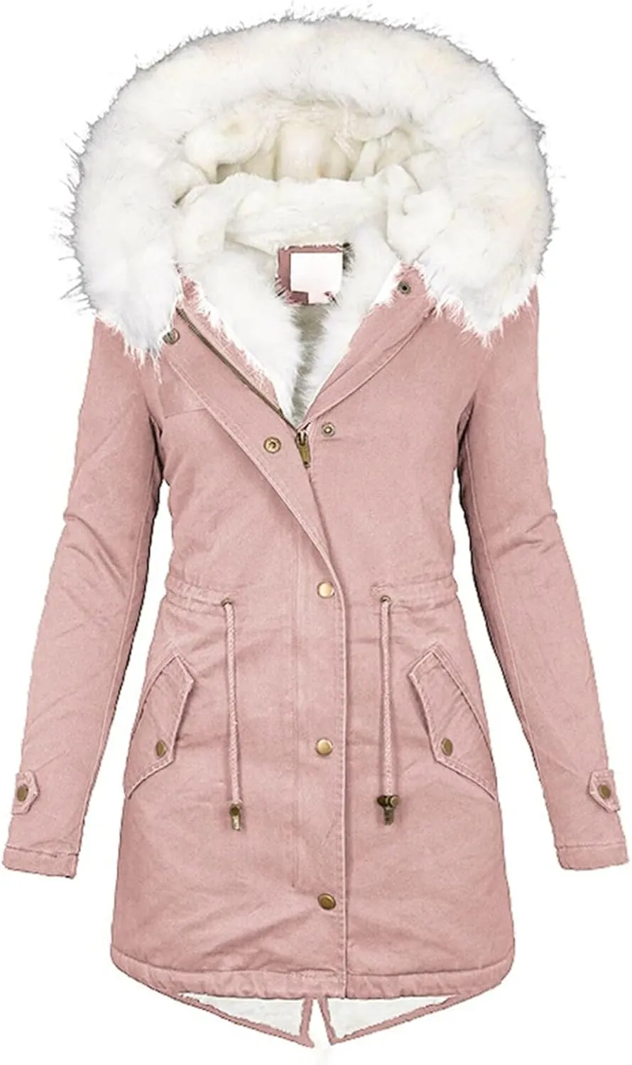 Women's Winter Thicken Puffer Coat Warm Fleece Lined Parka Jacket with Fur Hood Thicken Warm Winter Coats Ski Jacket