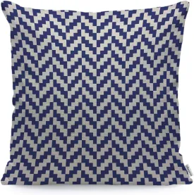 WONDERTIFY Throw Pillow Case Cover Seamless Porcelain Indigo Blue and White Vintage Pixel Herringbone Pattern Soft Linen Pillow Case for Decorative Bedroom/Livingroom/Sofa,Cushion Covers 18x18 Inch