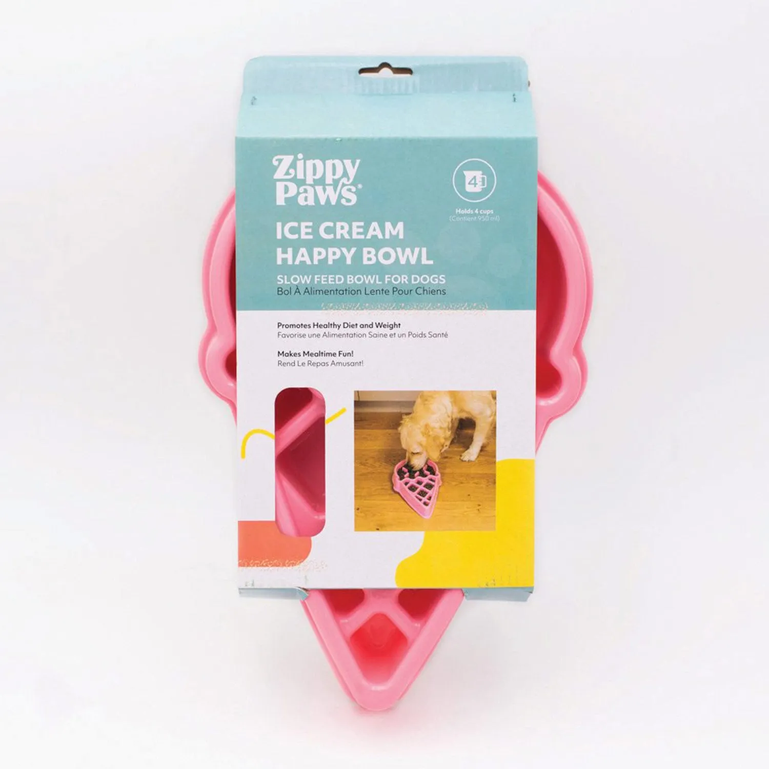 ZippyPaws Happy Bowl Ice Cream Slow Feeder Bowl for Dogs